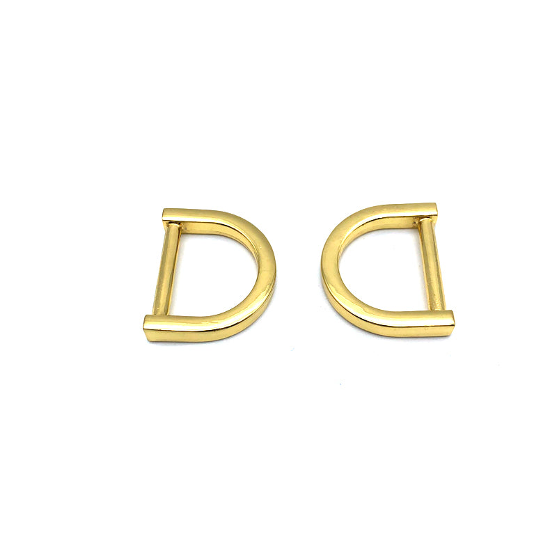 Luggage Handbag Accessories Flat Shape Zinc Alloy Light Gold 20 MM Metal D Rings Buckles For Leather Strap
