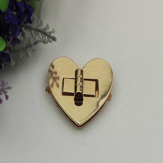 Lovely heart light gold metal turn locks