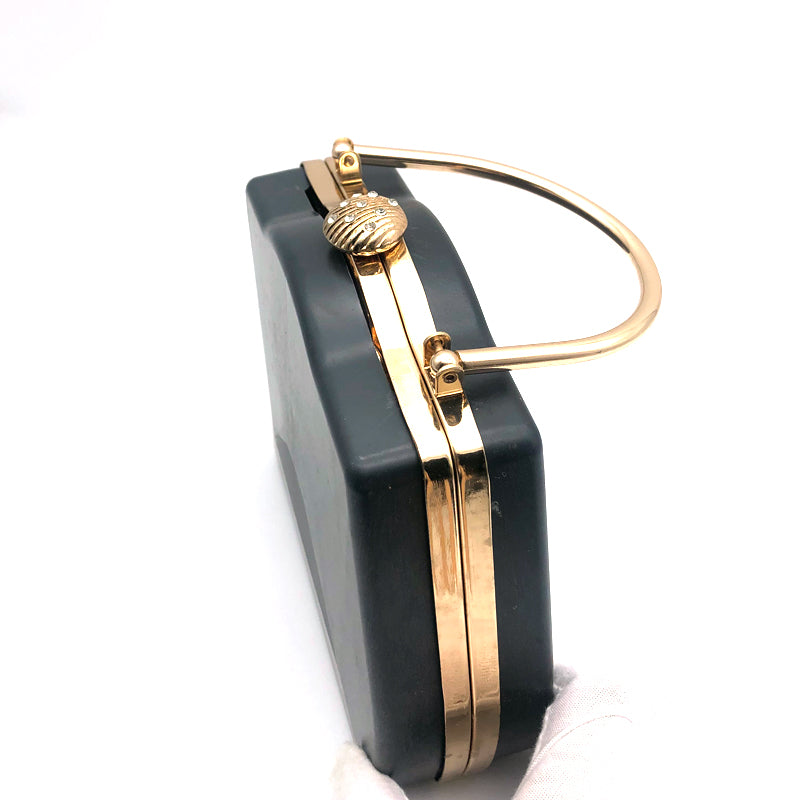 Irregular Rectangular Iron Clutch Metal Frame Plastic Shell Bag Fittings Scalloped Shell Head With Diamonds