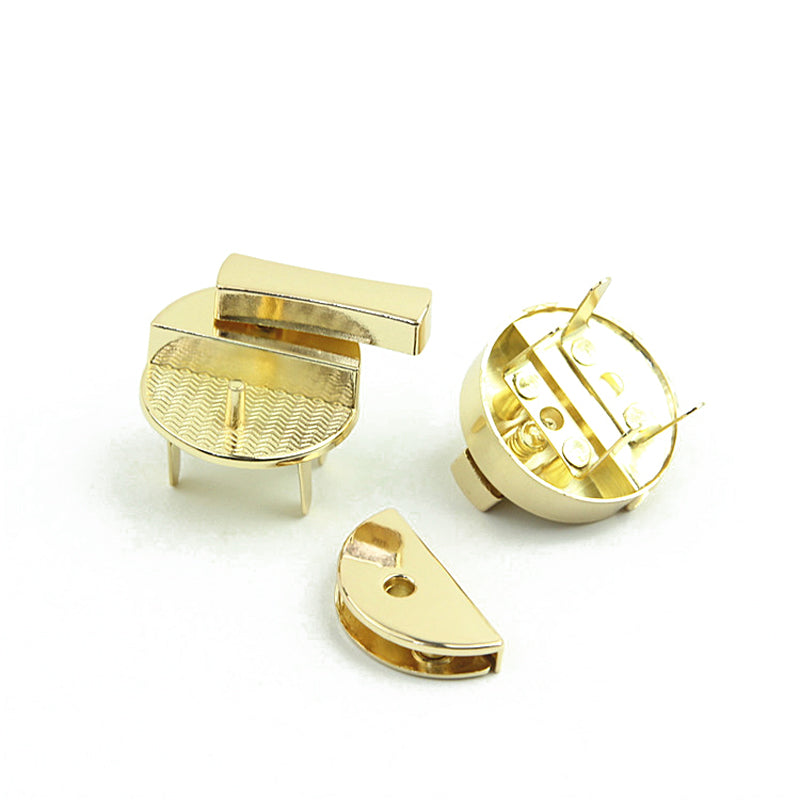Handbag accessories die casting light gold round mortise twist turn lock