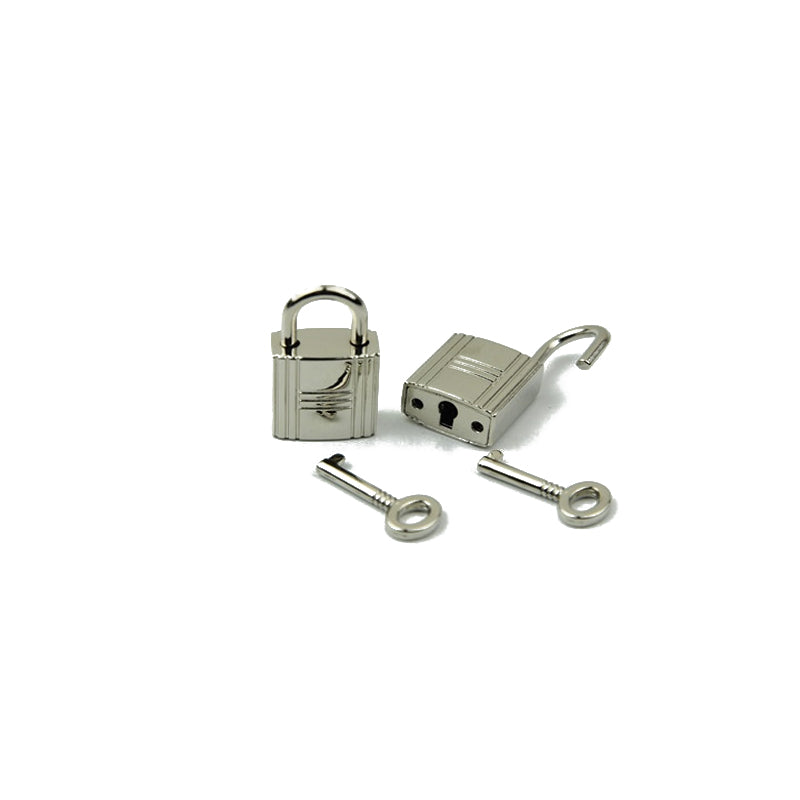 Bag decorative padlock small square lock striped three horizontal lock with key real lock