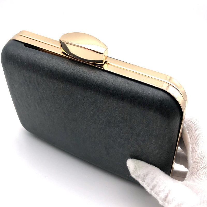 Gold Irregular Oval Shape Lock Head Decoration Bag Clutch Metal Frame With Plastic Box 7.8 x 4.5 Inch