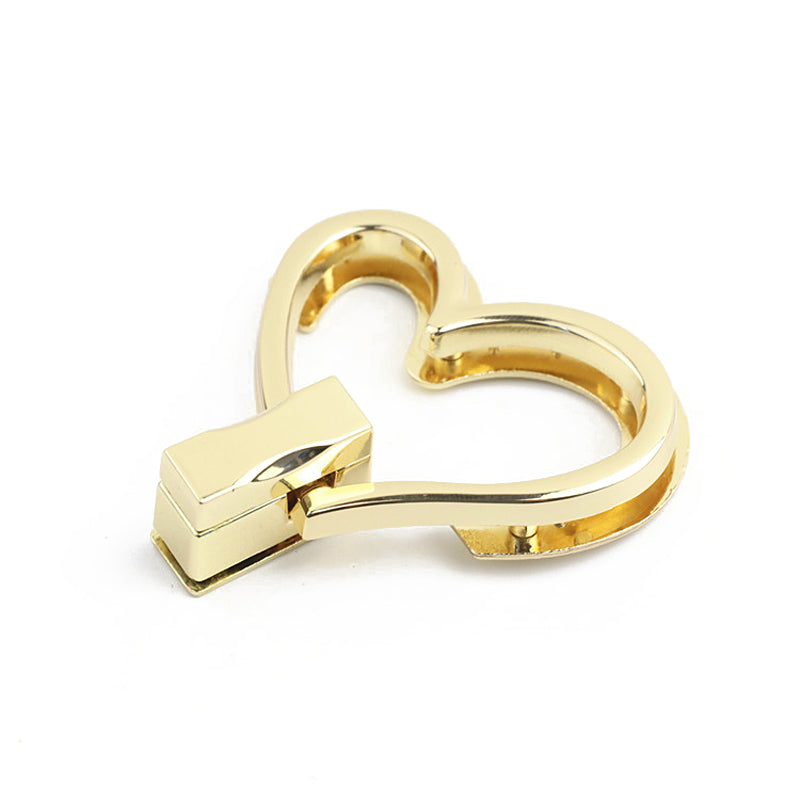 Handbag hardware heart shape metal twist lock switch lock buckle
