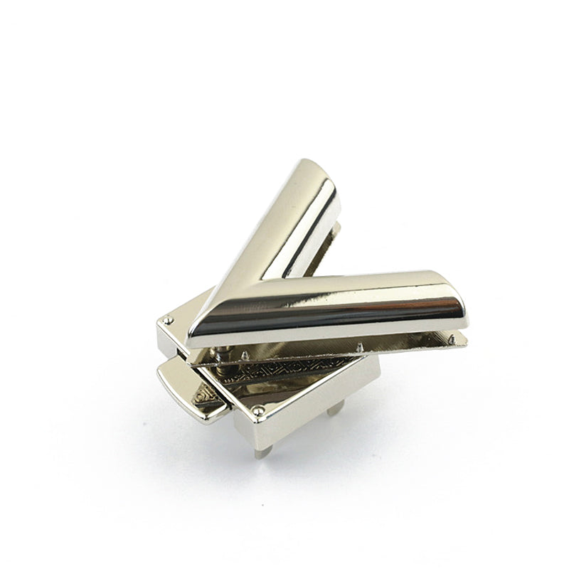 Bag hardware V-shape spring metal press push locks