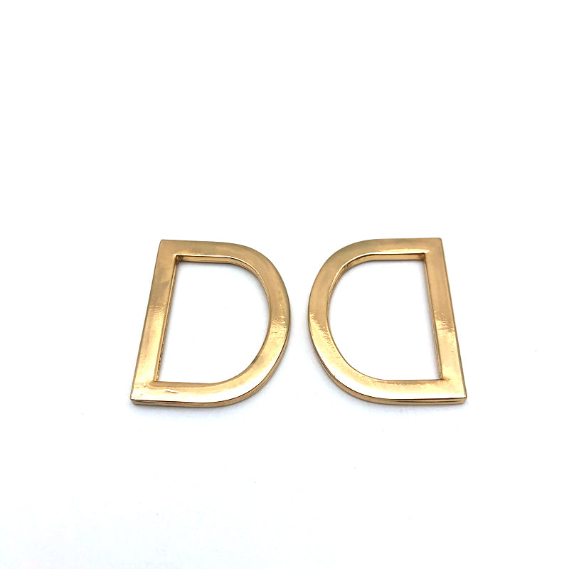 Factory Supply Handbag Accessories Light Gold Zinc Alloy Flat Shape 1 Inch Metal D Rings With Hanging Plating