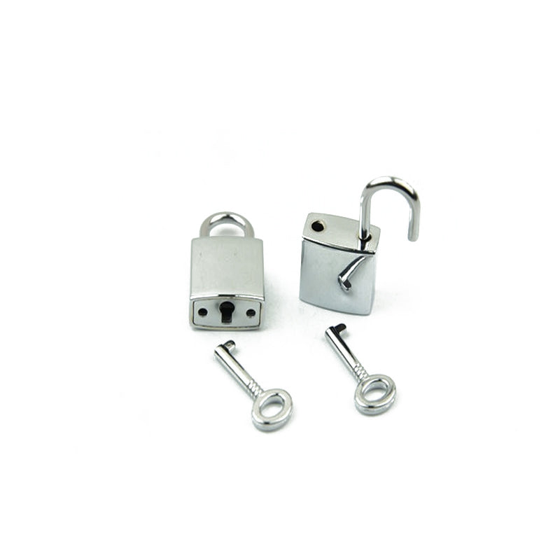 Handbag decorative smooth surface padlock small square lock with key real lock head