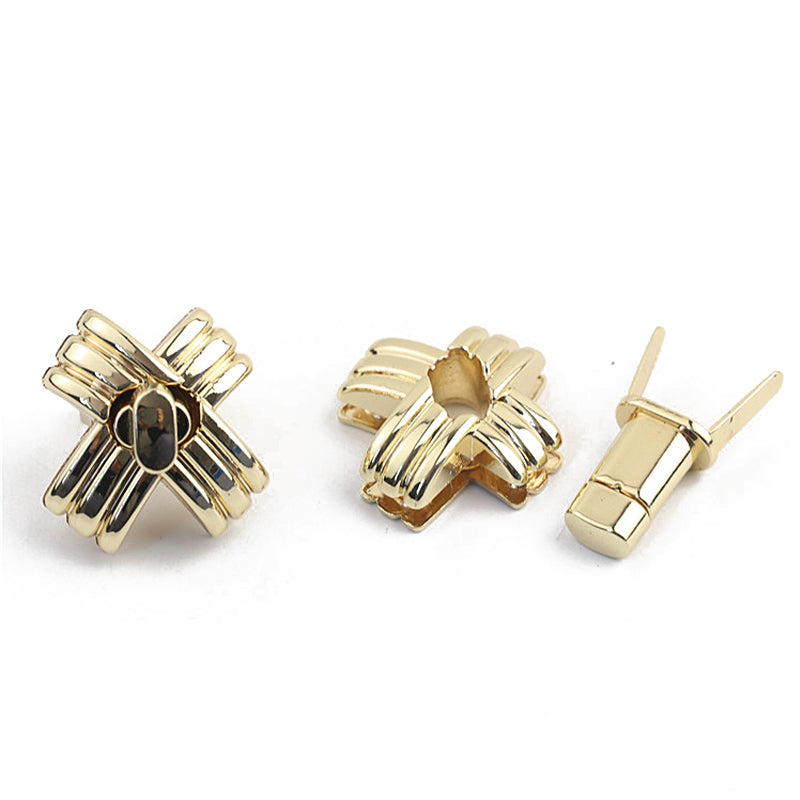 Bag hardware accessories light gold cross X twist lock