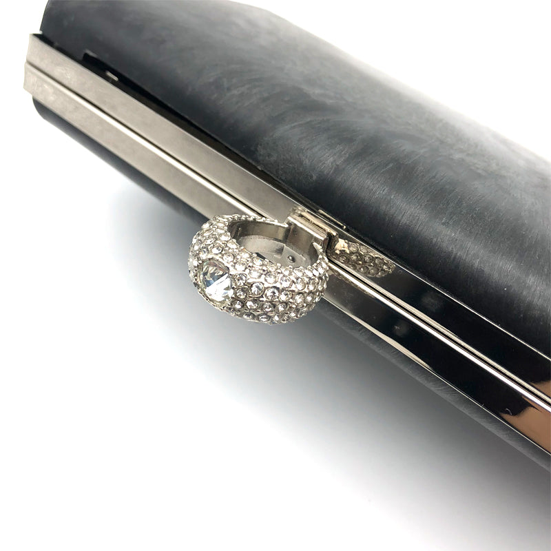 Silver Color Diamond Decoration Rings Head Locks Bag Purse Metal Frame Plastic Shell Rectangular Shape Hardware Fitting