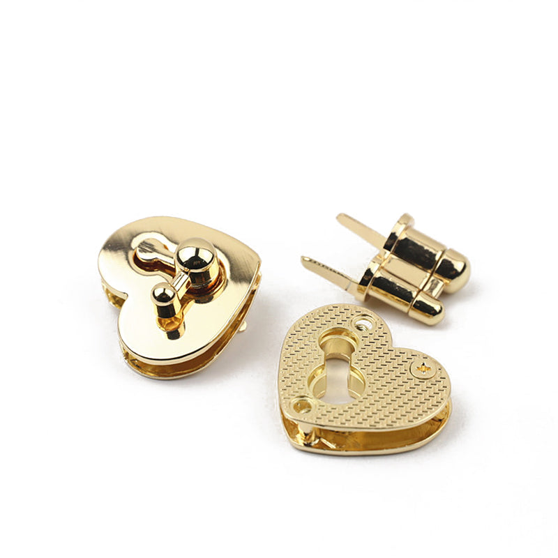 Bag hardware accessories zinc alloy heart shape metal twist turn lock