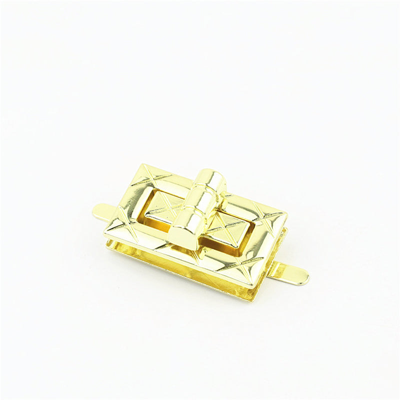 Newly designed handbag plaid pattern square metal turn locks