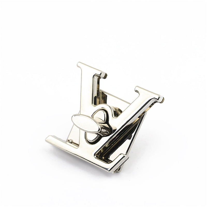 Handbag hardware accessories V-letter shape gold metal twist lock switch lock buckle