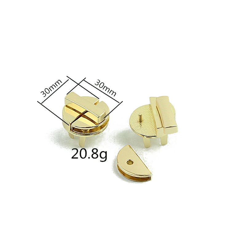 Handbag accessories die casting light gold round mortise twist turn lock