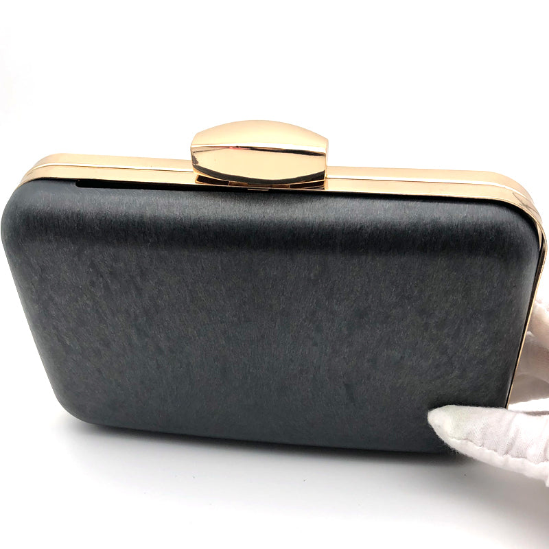 Gold Irregular Oval Shape Lock Head Decoration Bag Clutch Metal Frame With Plastic Box 7.8 x 4.5 Inch