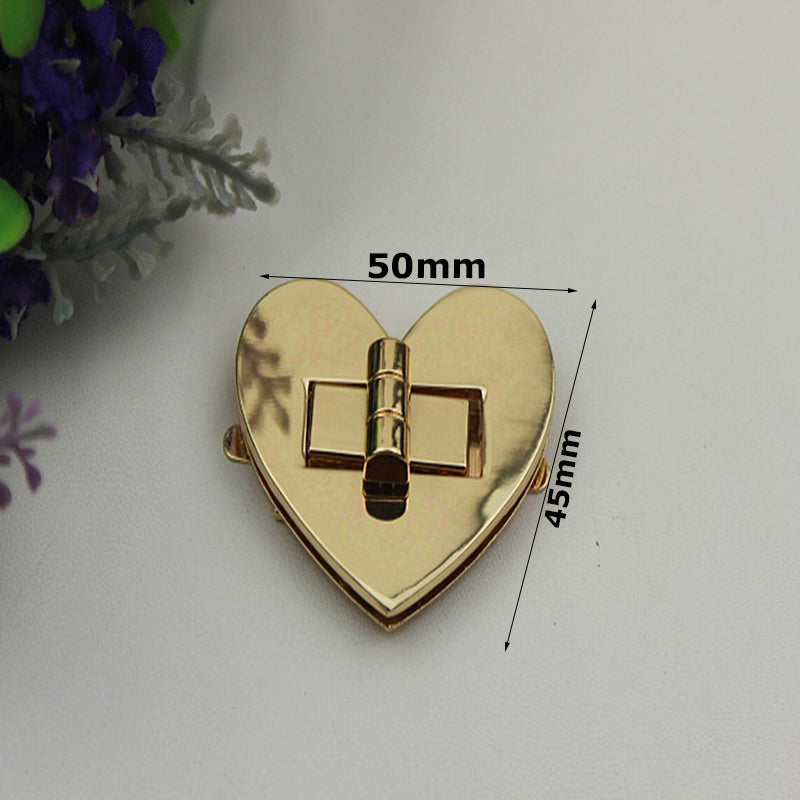 Lovely heart light gold metal turn locks