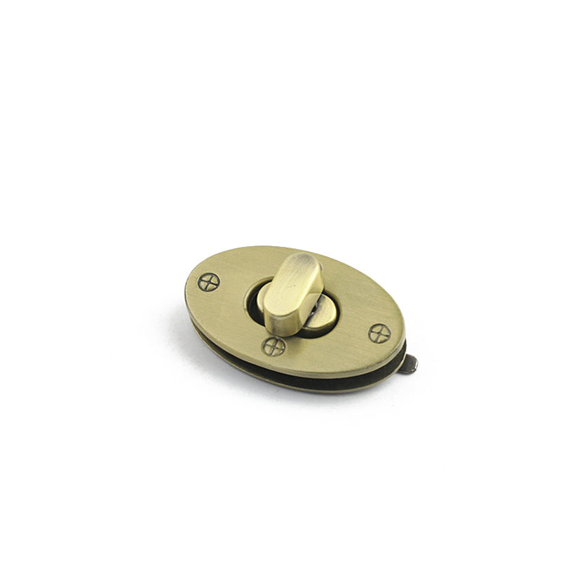 Flat smooth bag oval metal turn locks