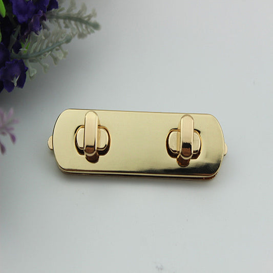 Handbag hardware rectangle shape light gold double turn locks