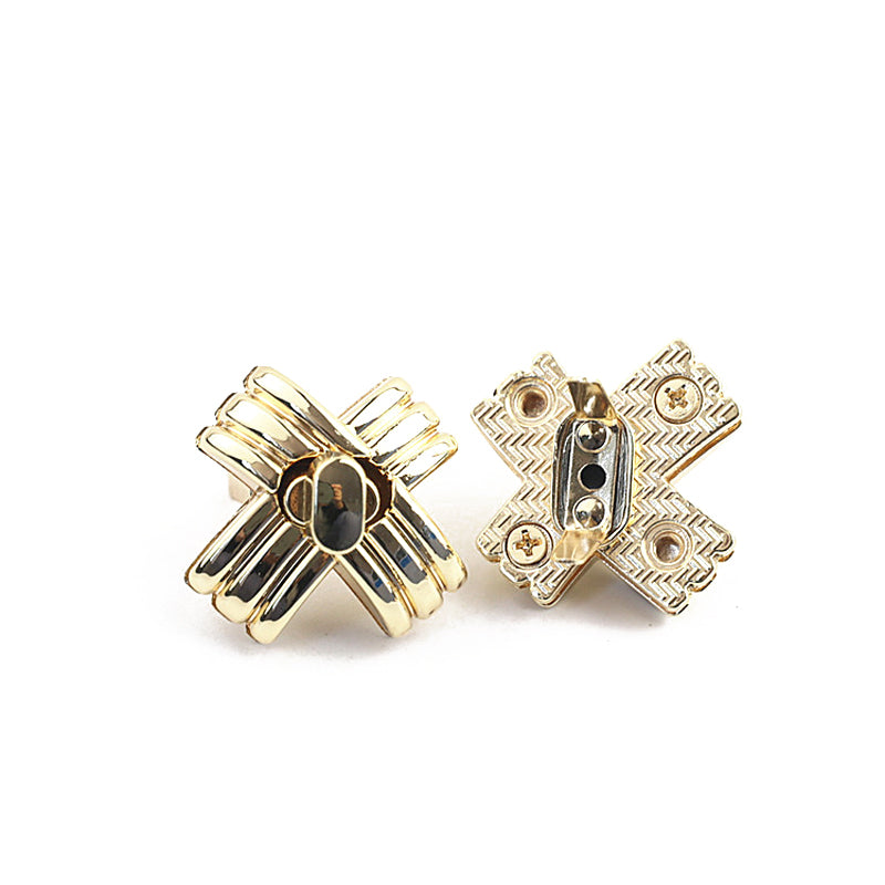 Bag hardware accessories light gold cross X twist lock