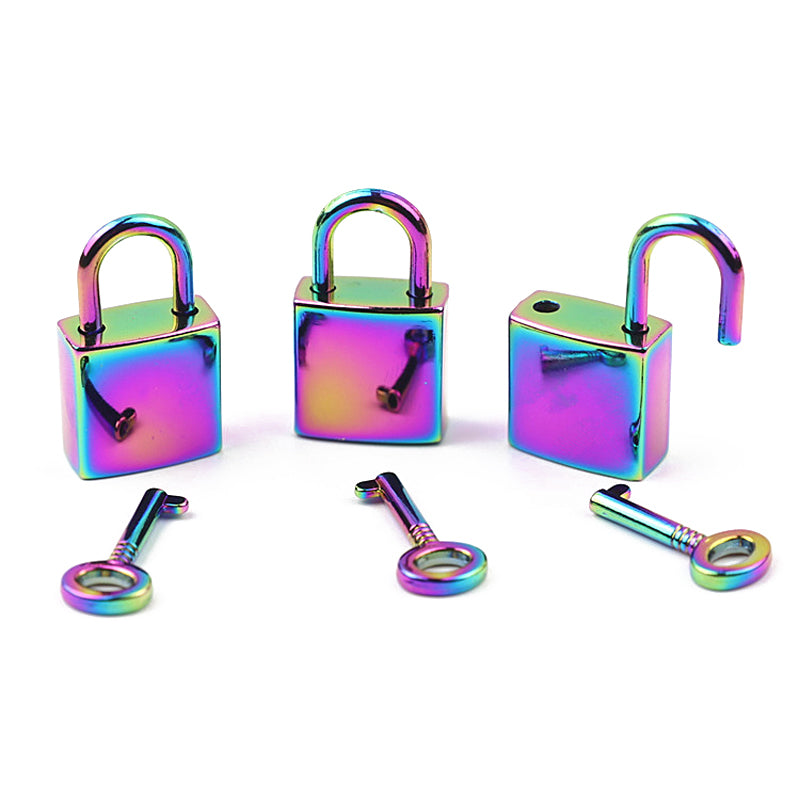 Luggage handbag hardware accessories smooth rainbow padlock with real key