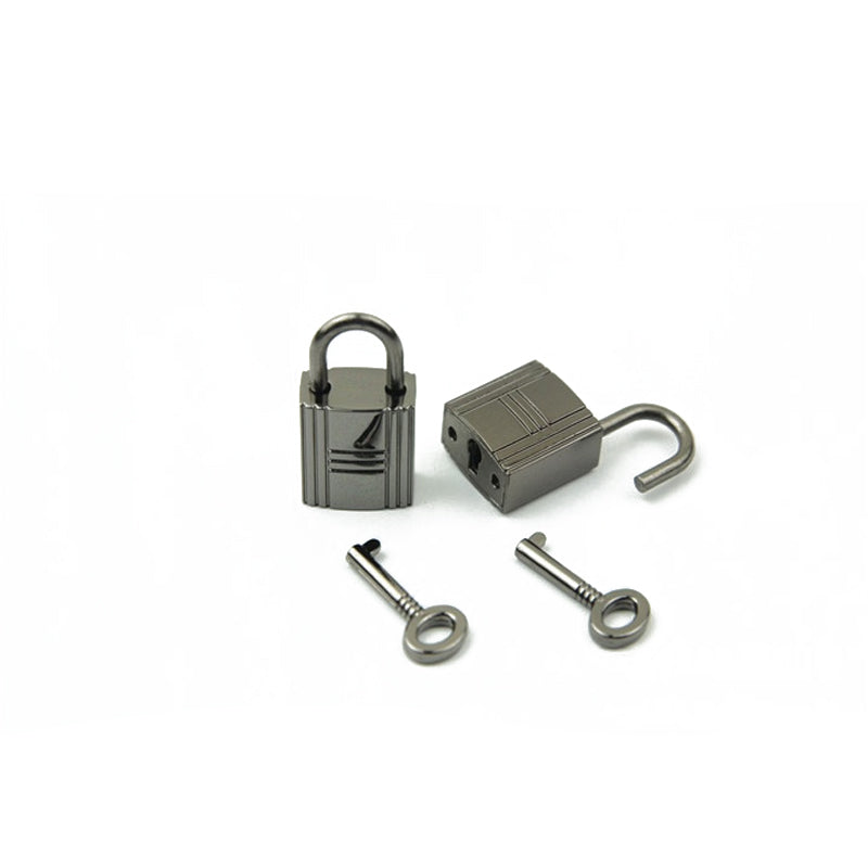 Bag decorative padlock small square lock striped three horizontal lock with key real lock