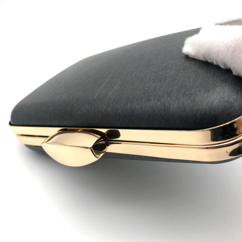 Gold Irregular Oval Shape Lock Head Decoration Bag Clutch Metal Frame With Plastic Box 7.8 x 4.5 Inch