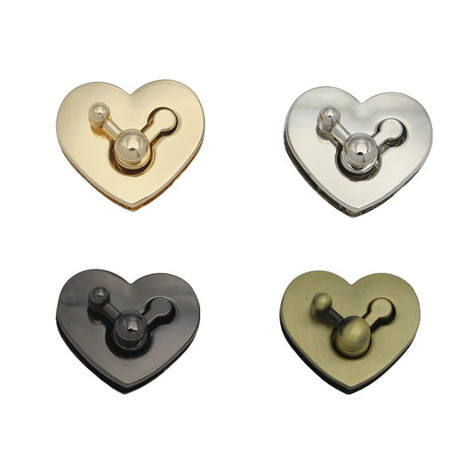 Bag hardware accessories zinc alloy heart shape metal twist turn lock