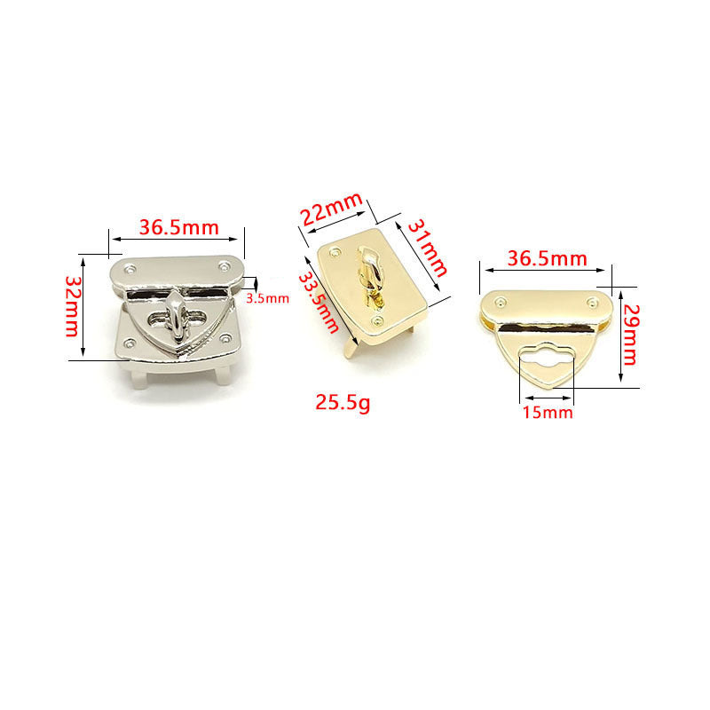 Custom hardware metal handbag closure twist lock