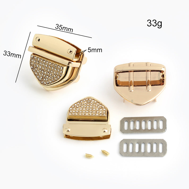 Diamond decoration metal bag clasp press lock