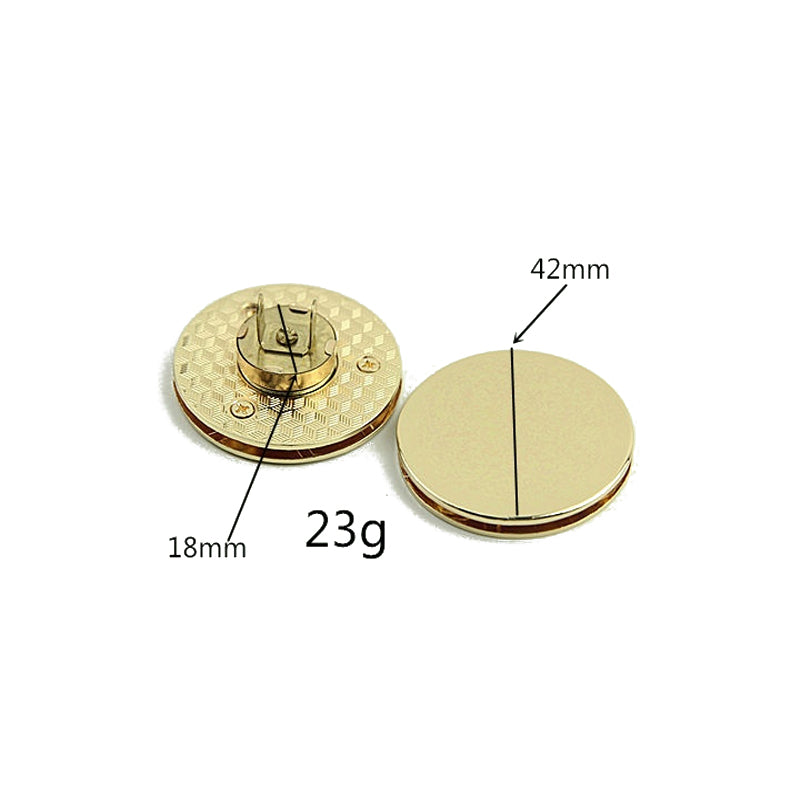 Handbag accessories light gold zinc alloy metal round magnetic button lock