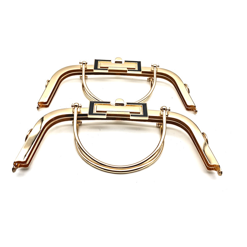 RL-POX08 Light gold And Gunmetal Cruved Shape Purse Metal Frame With Metal Handle 20CM & 23CM