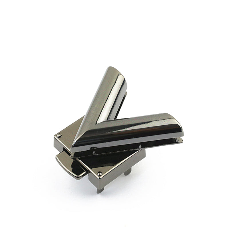 Bag hardware V-shape spring metal press push locks