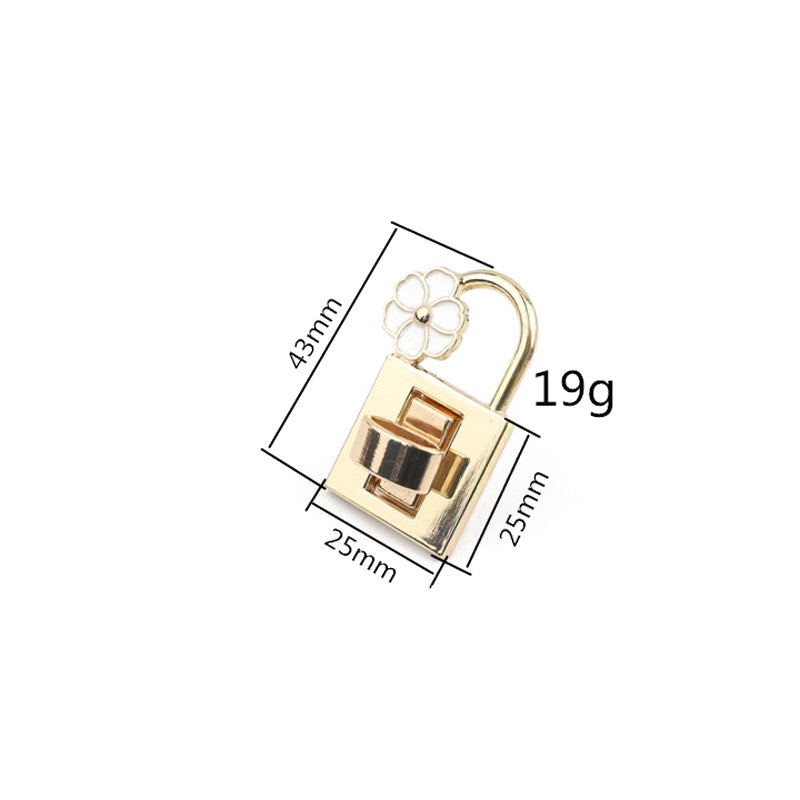 Bag hardware accessories drop glue white & black flower small square padlock twist turn lock