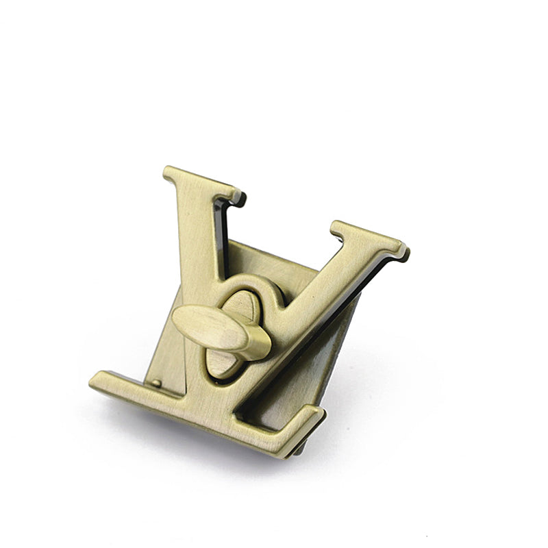 Handbag hardware accessories V-letter shape gold metal twist lock switch lock buckle