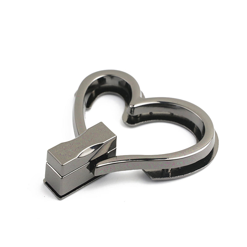 Handbag hardware heart shape metal twist lock switch lock buckle