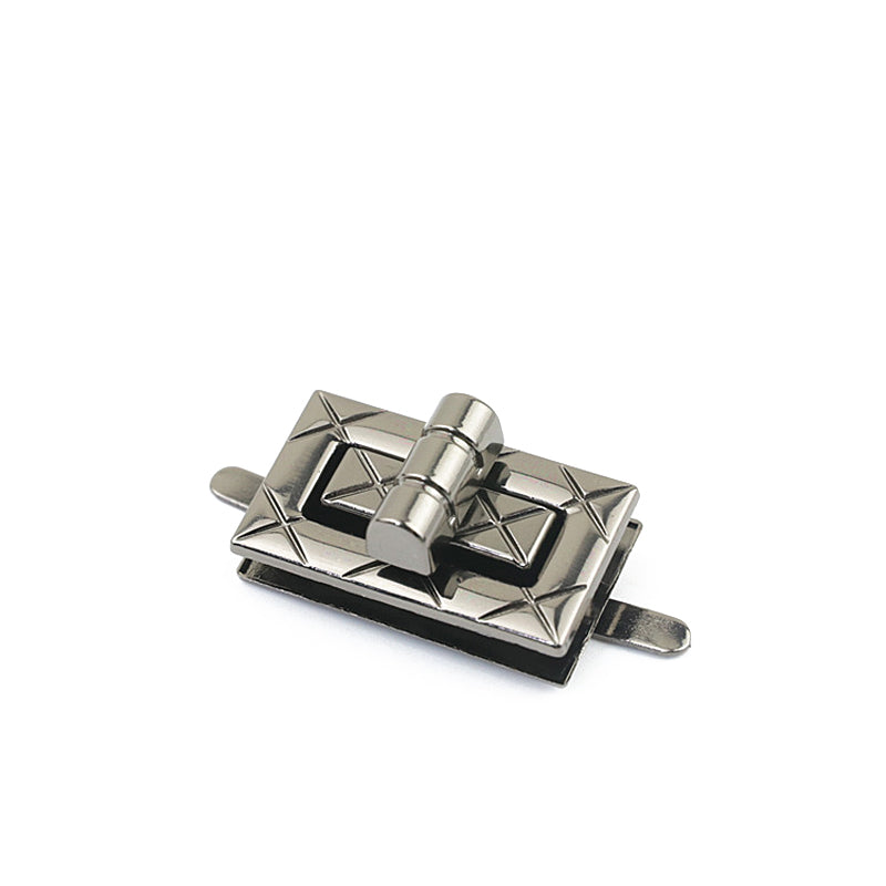 Newly designed handbag plaid pattern square metal turn locks