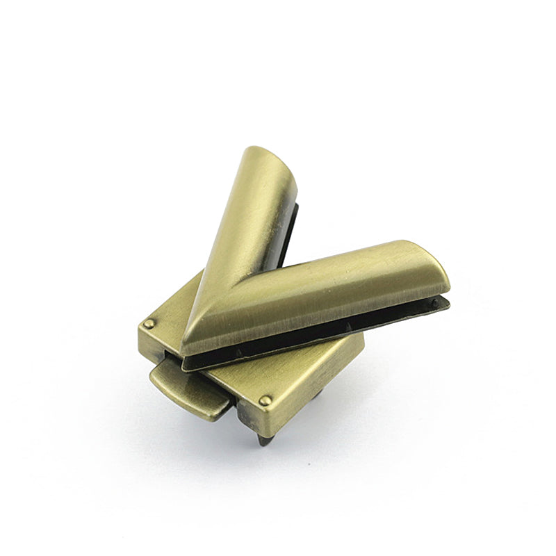 Bag hardware V-shape spring metal press push locks