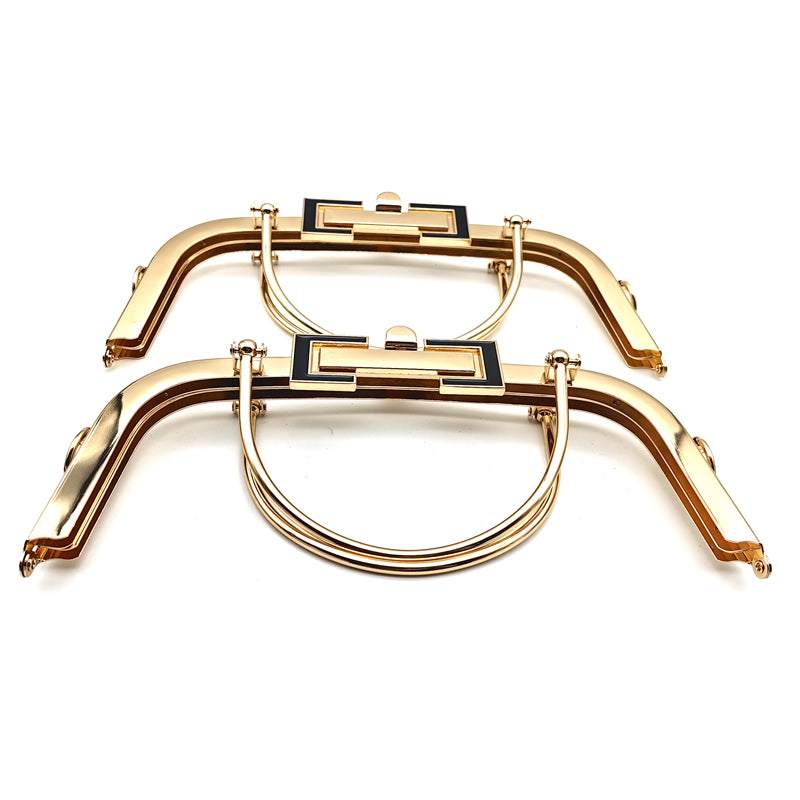 RL-POX08 Light gold And Gunmetal Cruved Shape Purse Metal Frame With Metal Handle 20CM & 23CM
