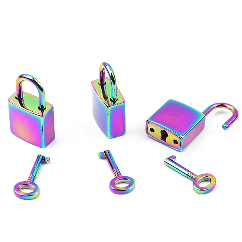Luggage handbag hardware accessories smooth rainbow padlock with real key