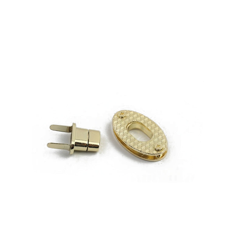 Flat smooth bag oval metal turn locks