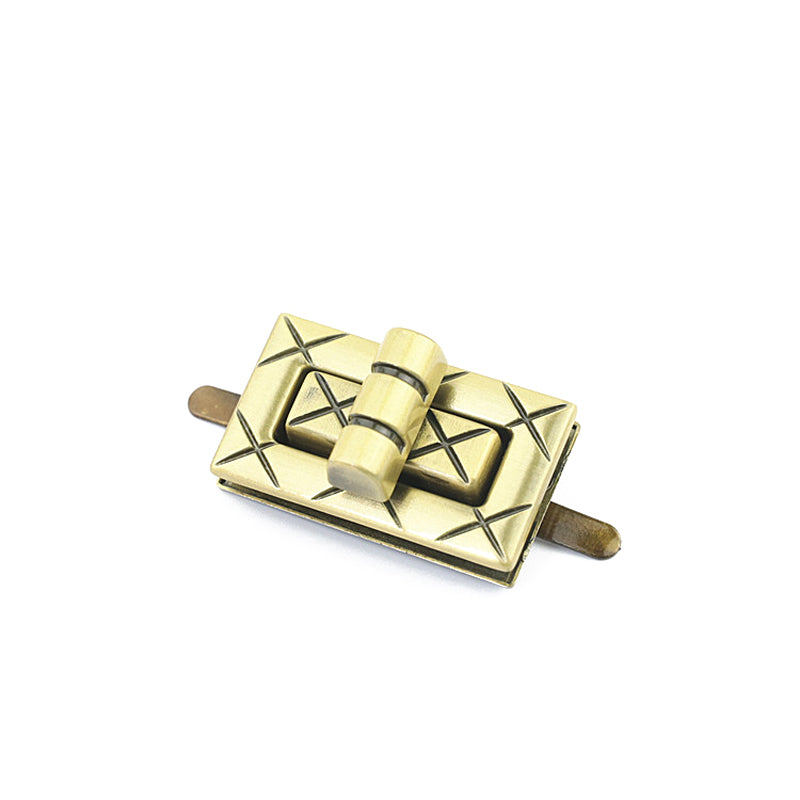 Newly designed handbag plaid pattern square metal turn locks