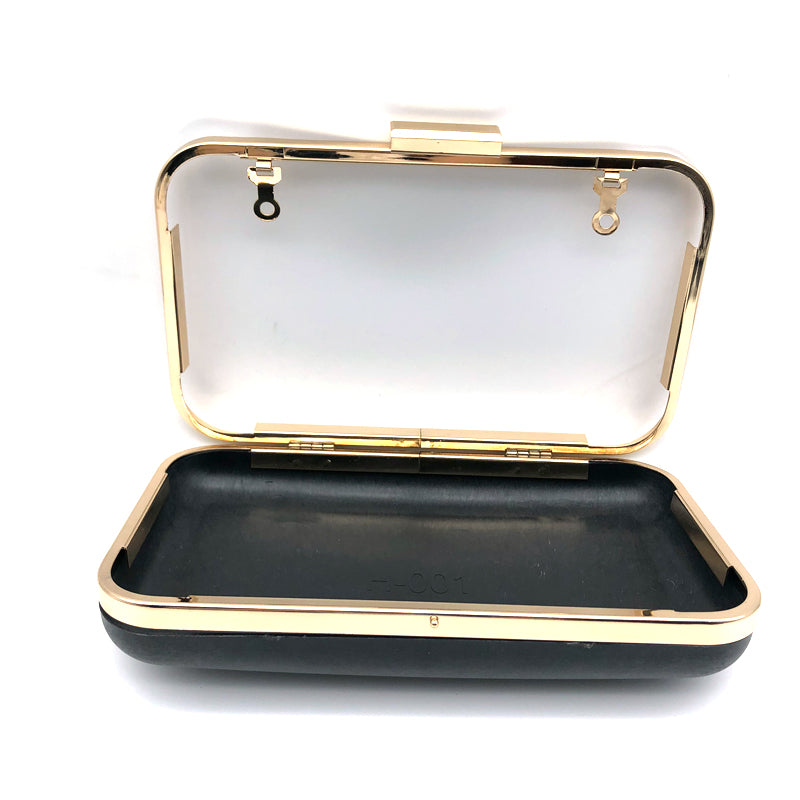 Rectangle Shape Head Lock Light Gold Bag Accessories Metal Frame Plastic Shell For Purse 7.9 X 4.7 Inches