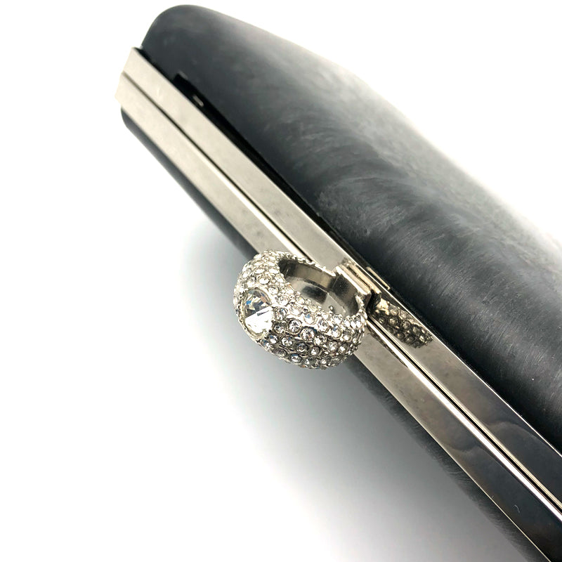 Silver Color Diamond Decoration Rings Head Locks Bag Purse Metal Frame Plastic Shell Rectangular Shape Hardware Fitting