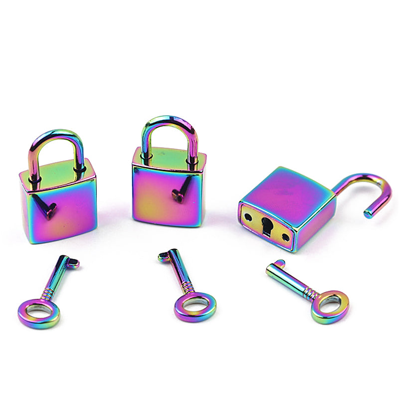 Luggage handbag hardware accessories smooth rainbow padlock with real key