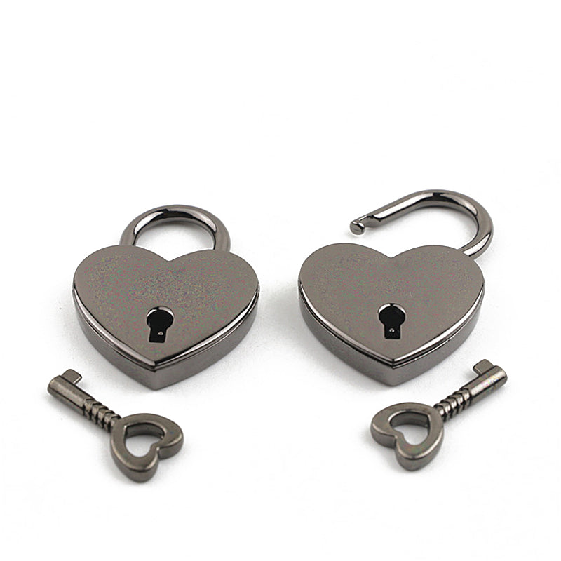 Bag lovely heart metal decorative padlock with real key