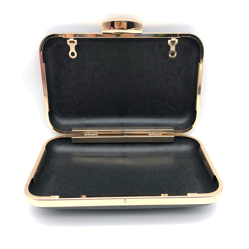 Gold Irregular Oval Shape Lock Head Decoration Bag Clutch Metal Frame With Plastic Box 7.8 x 4.5 Inch