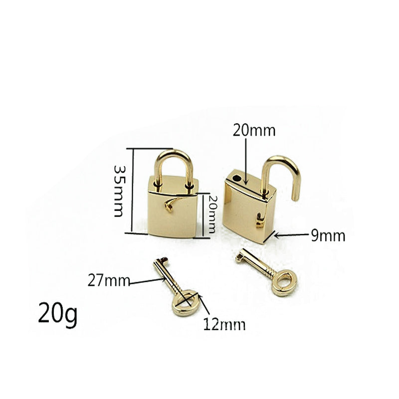 Handbag decorative smooth surface padlock small square lock with key real lock head