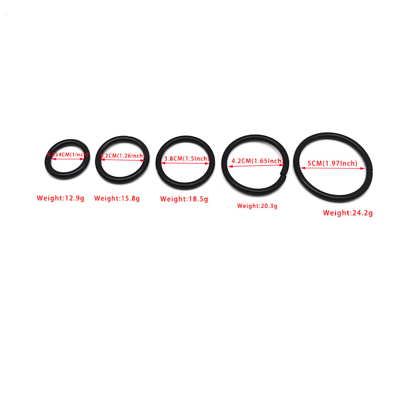 Custom made various size 25MM/32MM/38MM/42MM/50MM electrophoresis black iron welded o rings for bags