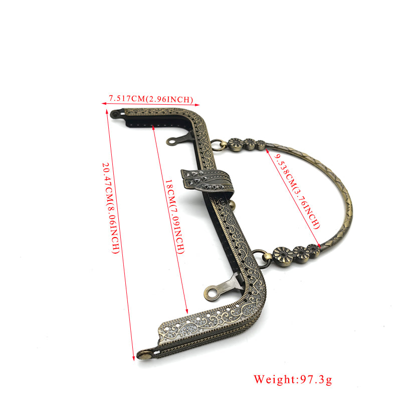 Fashion design flip cover clip lock embossing pattern make holes clutch bag metal frame with metal handle
