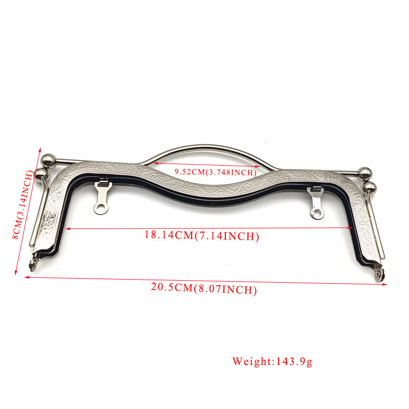 Classical style 20.5cm embossed flower pattern various color bag metal frame with iron material