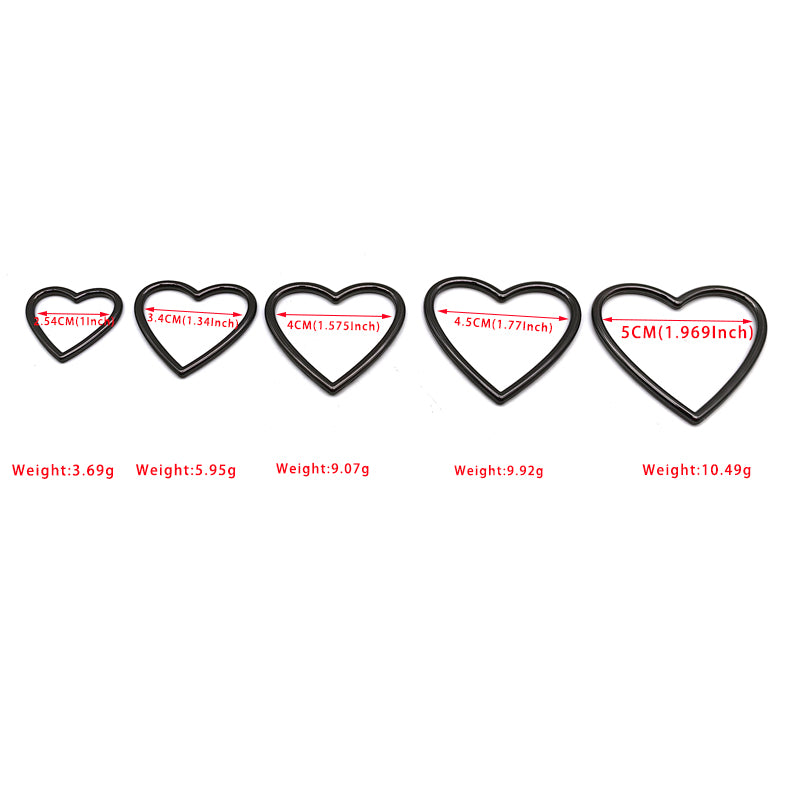 Fashion simple design love heart shape zinc alloy various size 25mm/34mm/40mm/45mm/50mm metal buckles for bag/clothes