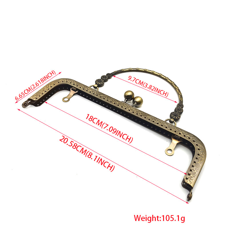 Fashion design 20.5CM & 25CM various colors embossing pattern make hole purse metal frame with handle